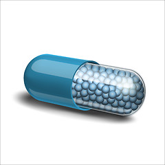 Image showing Medical blue capsule with granules