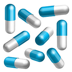 Image showing Set of medical capsules in different positions