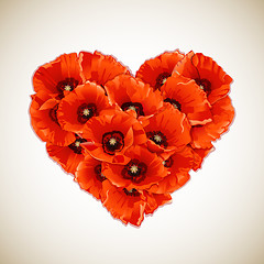 Image showing Flower heart of red poppies.