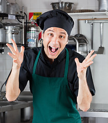 Image showing Male Chef Shouting In Restaurant Kitchen
