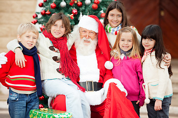 Image showing Happy Santa Claus And Children