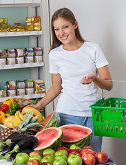 Image showing Woman Shopping Fruits And Vegetables In Store