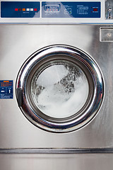 Image showing Automatic Washing Machine In Laundromat