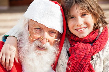 Image showing Boy And Santa Claus Smiling