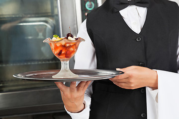 Image showing Waitress With Dessert Tray