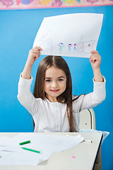 Image showing Girl Showing Drawing Paper In Preschool