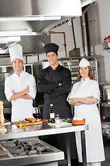 Image showing Team Of Confident Chefs In Industrial Kitchen