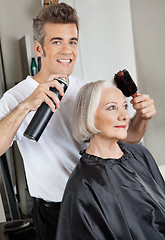 Image showing Hairdresser Setting Up Customer's Hair