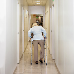 Image showing Woman With Walker In Corridor