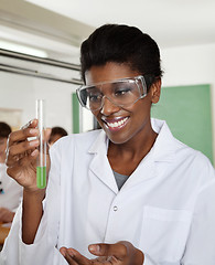 Image showing Happy Teacher Looking At Chemical Solution