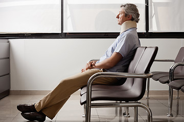 Image showing Man With Neck Injury Waiting In Lobby