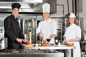 Image showing Chefs Working In Industrial Kitchen