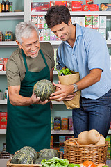 Image showing Salesman Assisting Male Customer