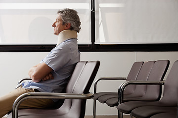 Image showing Man With Neck Injury Waiting In Lobby