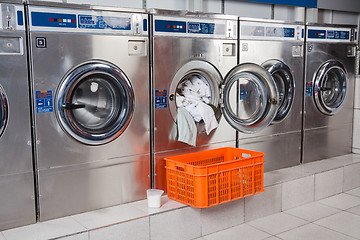 Image showing Washing Machine Overloaded With Clothes