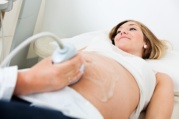 Image showing Woman Going Through An Ultrasound Scan