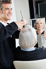 Image showing Hairdresser Cutting Client's Hair