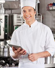 Image showing Handsome Chef With Tablet Computer