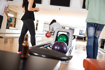 Image showing People Playing in Bowling Alley