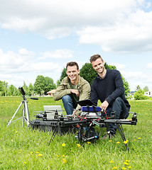 Image showing Engineers With Laptop And Digital Tablet By UAV