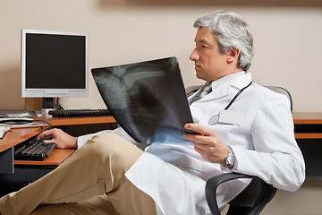 Image showing Radiologist Holding Shoulder X-ray