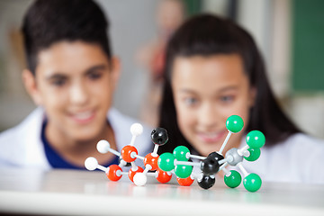 Image showing Schoolchildren Looking At Molecular Structure