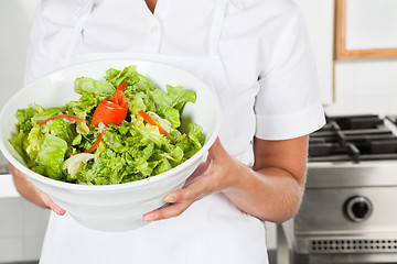 Image showing Female Chef Presenting Salad