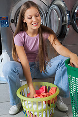 Image showing Woman With Clothes Basket At Laundry