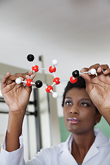 Image showing Teacher Looking At Molecular Structure In Lab