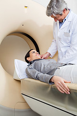 Image showing Female Going Through CT Scan Test