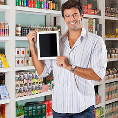 Image showing Man Showing Tablet In Supermarket