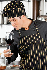 Image showing Chef Smelling Red Wine