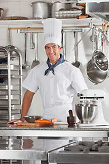 Image showing Confident Chef Standing In Restaurant Kitchen