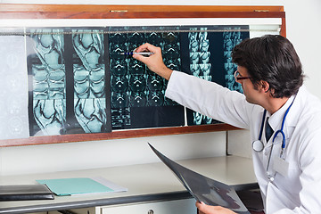 Image showing Radiologist Reviewing X-ray At Clinic