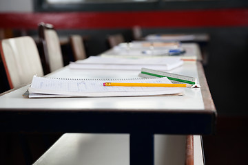 Image showing Books And Pencil On Desk