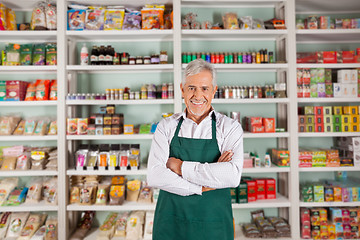 Image showing Senior Male Owner Standing In Supermarket