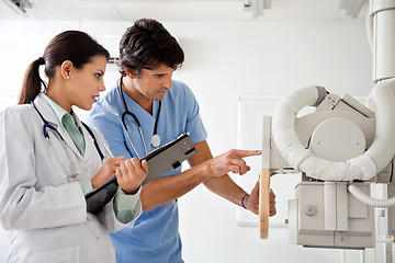 Image showing Radiologist And Technician Working At Clinic