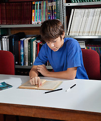 Image showing High School Student Studying In Library