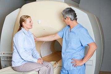 Image showing Technician Comforting Female Patient