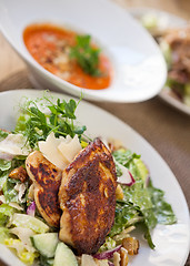 Image showing Roasted Chicken Salad In Plate With Dish In Background