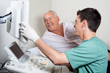 Image showing Patient Looking At Ultrasound Machine