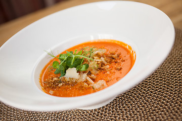 Image showing Delicious Tomato Soup In Bowl