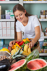 Image showing Woman Shopping Fruits And Vegetables In Supermarket