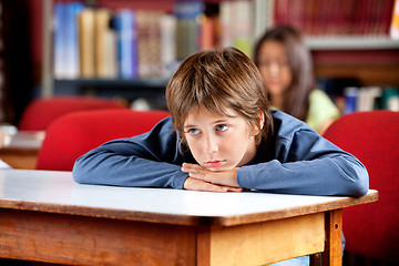 Image showing Bored Schoolboy Looking Away