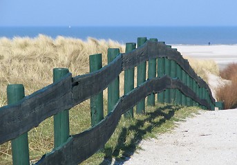 Image showing Green fence at the beach of Schiermonnikoog