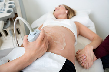 Image showing Pregnant Woman Undergoing Ultrasound