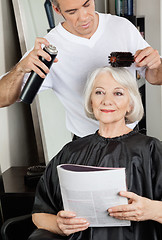 Image showing Hairstylist Setting Up Client's Hair At Salon