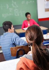 Image showing Teenage Schoolgirl With Classmate And Teacher