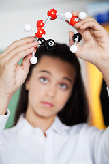 Image showing High School Student Looking At Molecular Structure In Lab