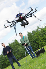 Image showing Engineers Flying UAV Drone in Park